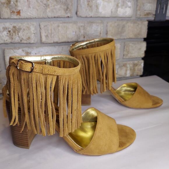Carlos By Carlos Santana Brulee Gilda Suede Fringe Ankle Strap Heel, Women's 9M - Picture 3 of 12